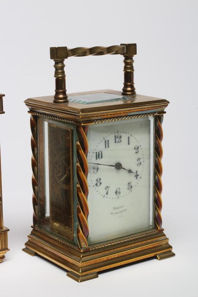 A FRENCH BRASS CASED CARRIAGE CLOCK Image