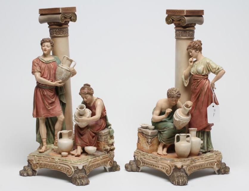 A PAIR OF ROYAL DUX FIGURAL LAMP BASES Image
