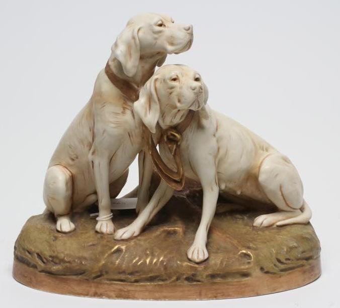 A ROYAL DUX MODEL OF TWO HOUNDS Image