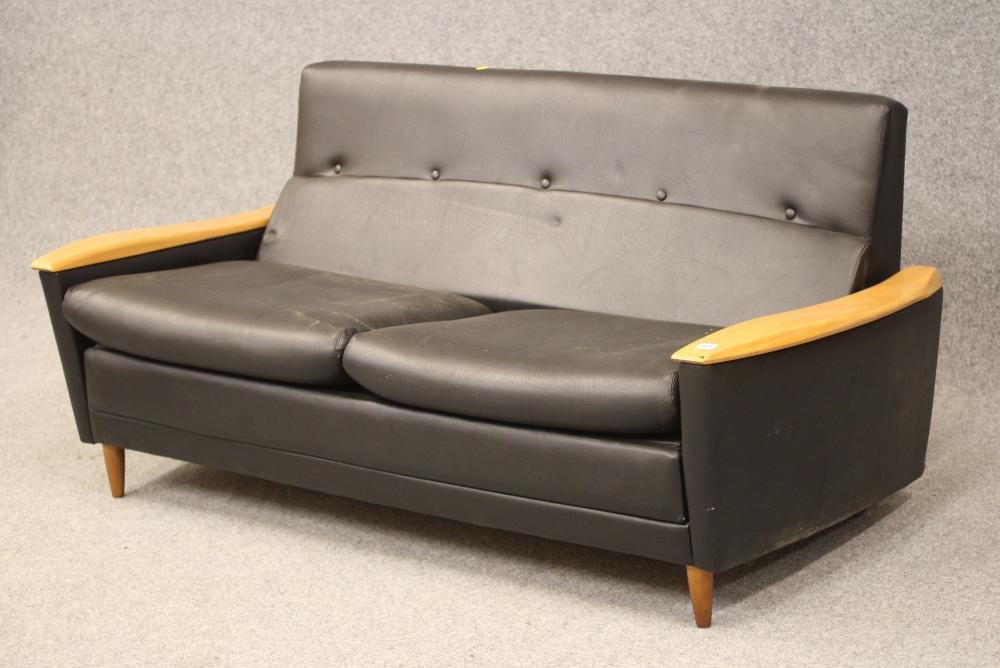 A SCHREIBER MAPLE(?) FRAMED SOFA BED Image