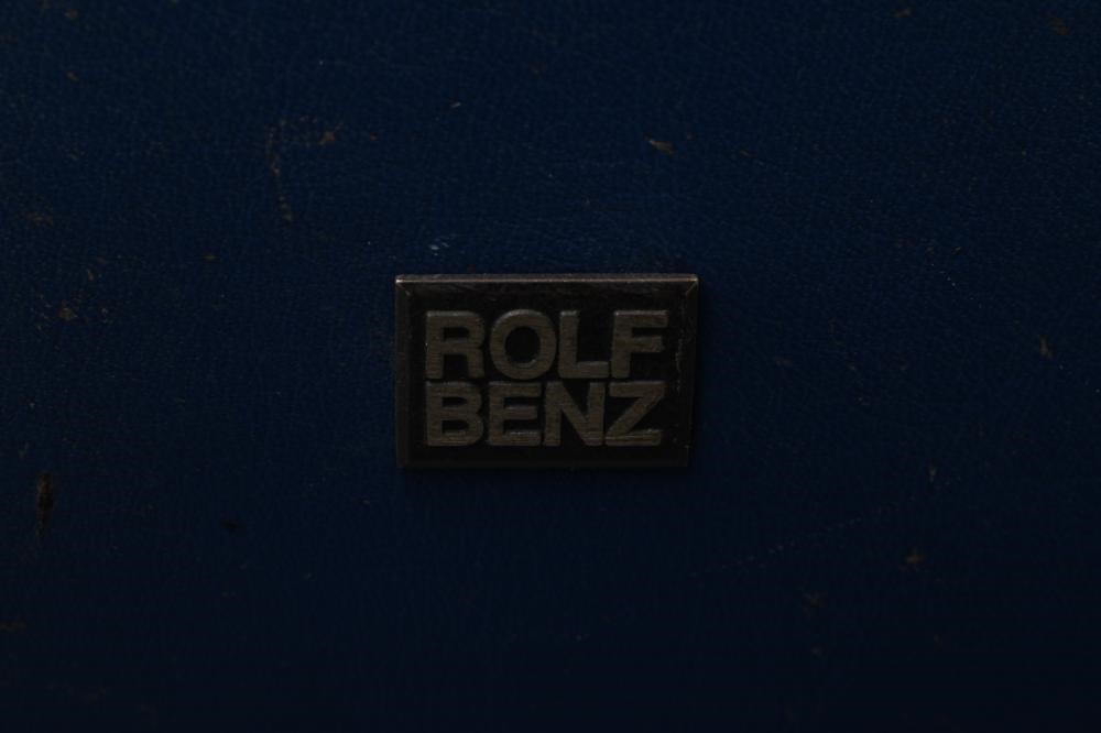 A ROLF BENZ BLUE LEATHER SWIVEL ARMCHAIR Image