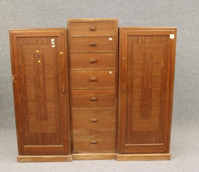 A TOKEN HAND MADE MAHOGANY TRIPLE WARDROBE of inverted breakfront form Image