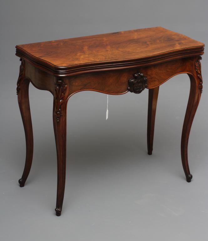 A FRENCH ROSEWOOD FOLDING CARD TABLE Image