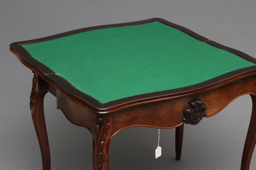 A FRENCH ROSEWOOD FOLDING CARD TABLE Image