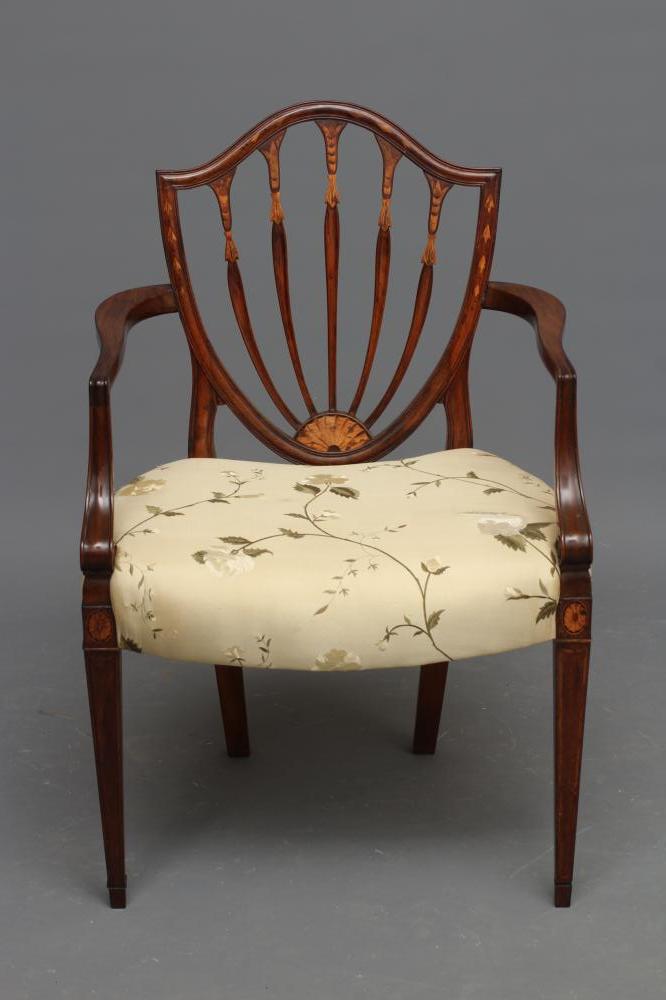 A GEORGIAN MAHOGANY AND INLAID ELBOW CHAIR Image