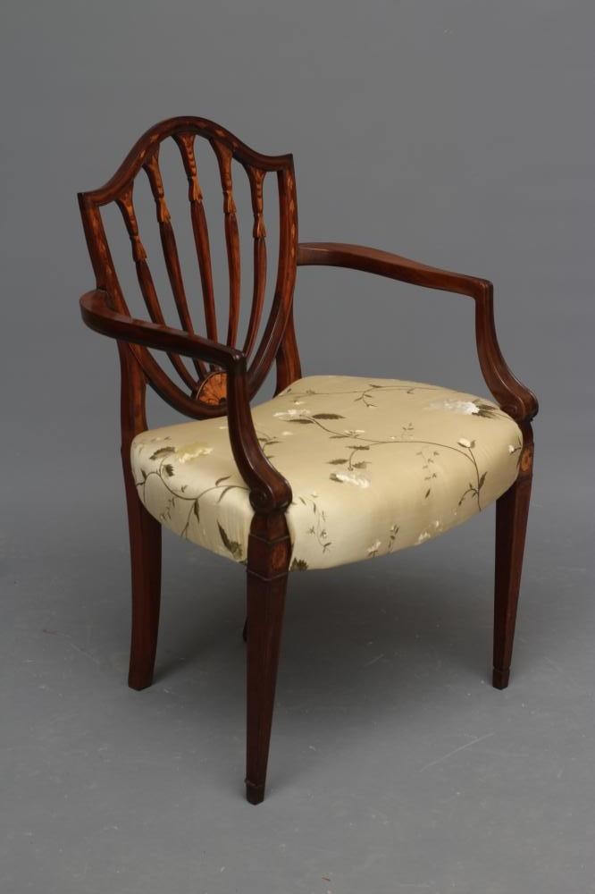 A GEORGIAN MAHOGANY AND INLAID ELBOW CHAIR Image