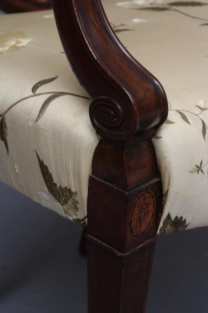 A GEORGIAN MAHOGANY AND INLAID ELBOW CHAIR Image