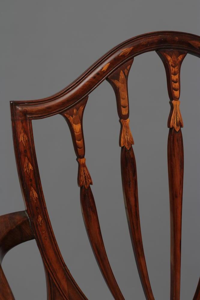 A GEORGIAN MAHOGANY AND INLAID ELBOW CHAIR Image