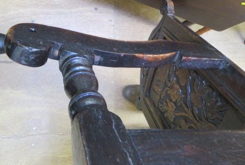 A JOINED OAK ARMCHAIR Image