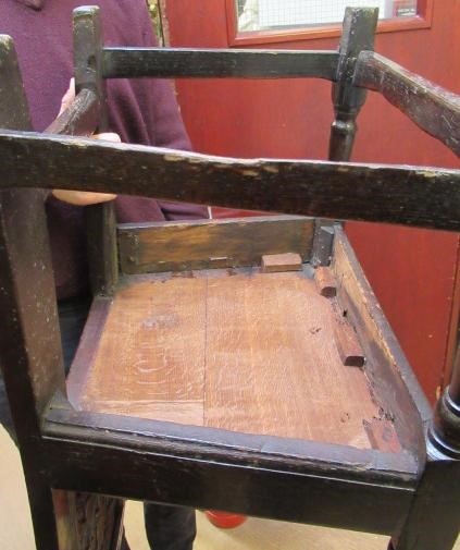 A JOINED OAK ARMCHAIR Image