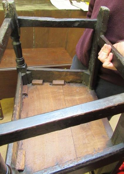 A JOINED OAK ARMCHAIR Image