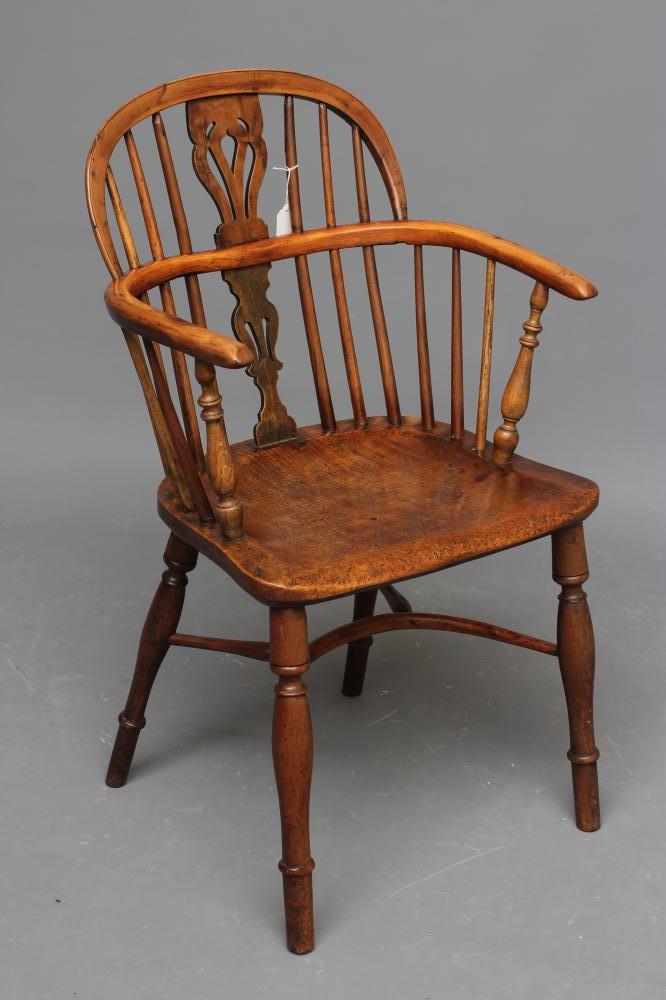 A YEW WINDSOR ARMCHAIR Image