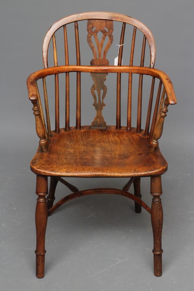 A YEW WINDSOR ARMCHAIR Image