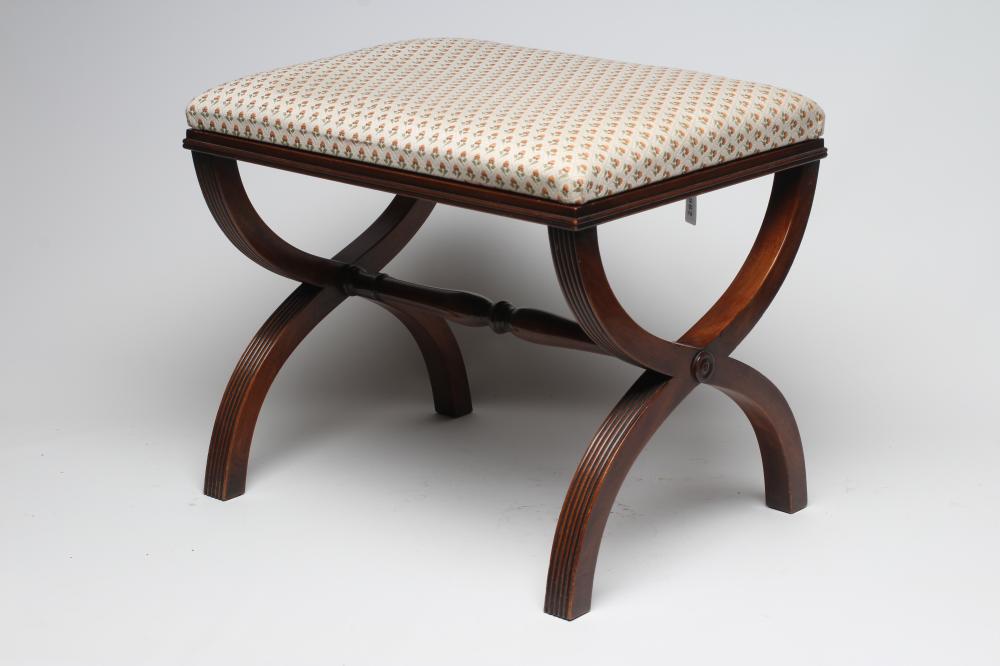 A REGENCY STYLE MAHOGANY X FRAMED STOOL Image