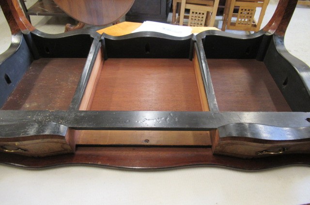 A VICTORIAN LOUIS XV STYLE BIRDS EYE MAPLE BUREAU PLAT with marquetry foliate sprays Image