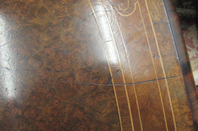 A VICTORIAN LOUIS XV STYLE BIRDS EYE MAPLE BUREAU PLAT with marquetry foliate sprays Image