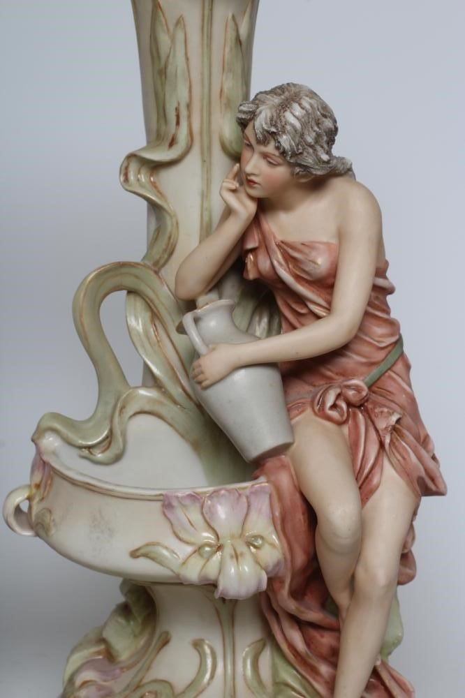 A PAIR OF ROYAL DUX FIGURAL VASES Image