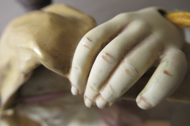 A LARGE PAIR OF ART NOUVEAU ROYAL DUX FIGURAL LANTERN FIGURES Image