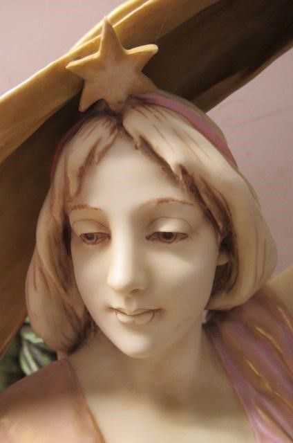 A LARGE PAIR OF ART NOUVEAU ROYAL DUX FIGURAL LANTERN FIGURES Image