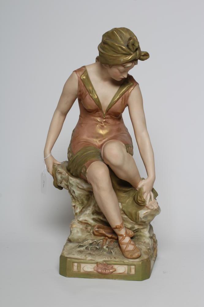 A ROYAL DUX FIGURE of the Bather Image