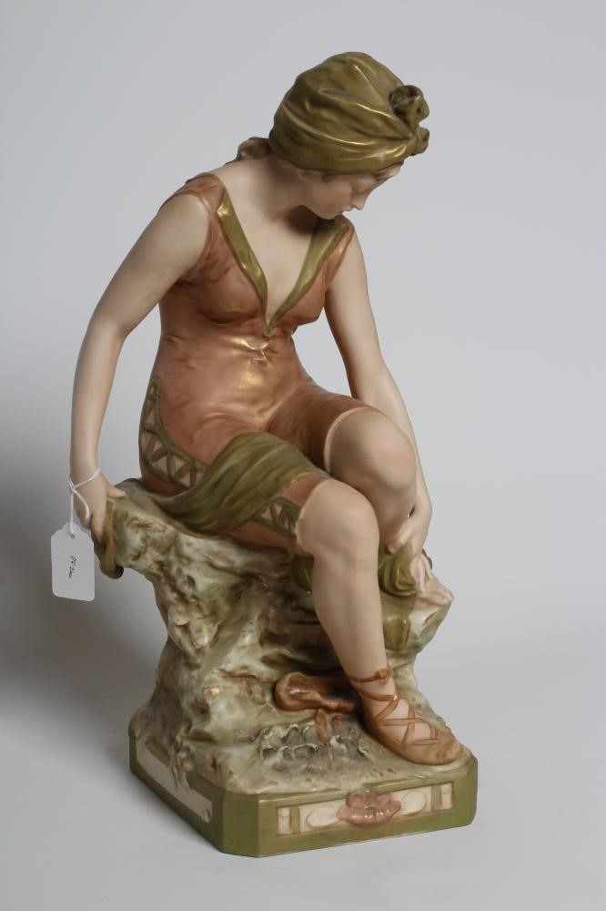 A ROYAL DUX FIGURE of the Bather Image