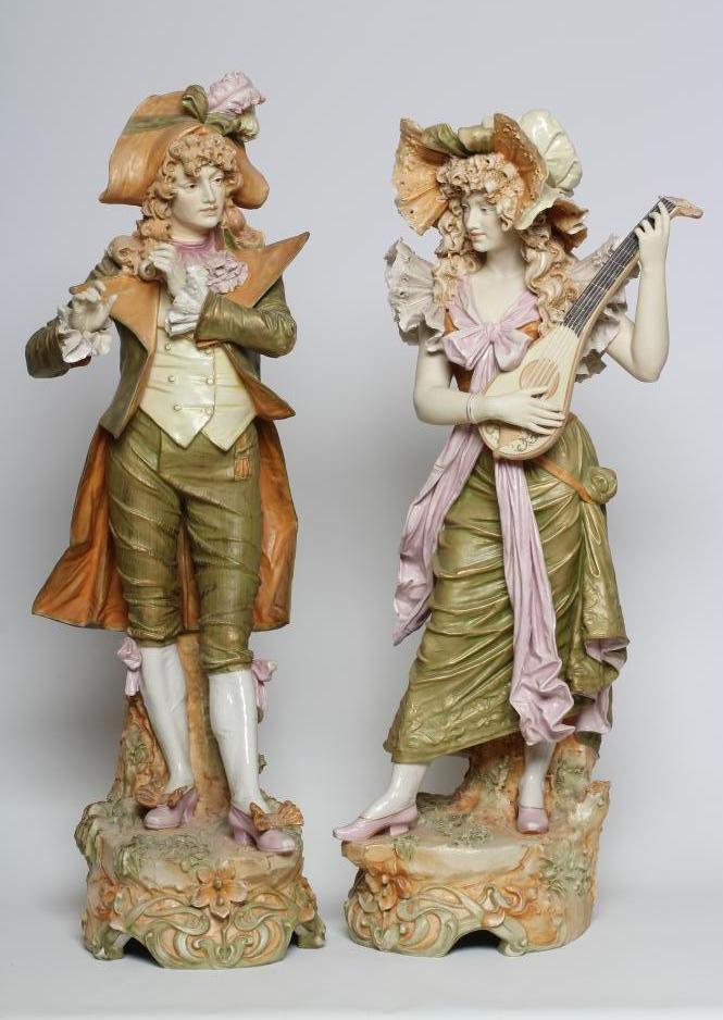 A LARGE PAIR OF ROYAL DUX FIGURES Image