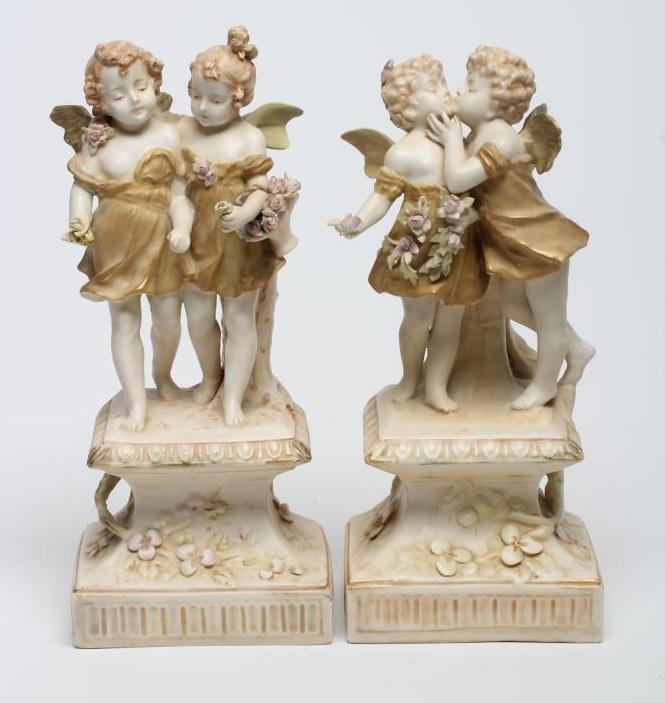 A PAIR OF ERNST WAHLISS ROYAL VIENNA FIGURE GROUPS Image