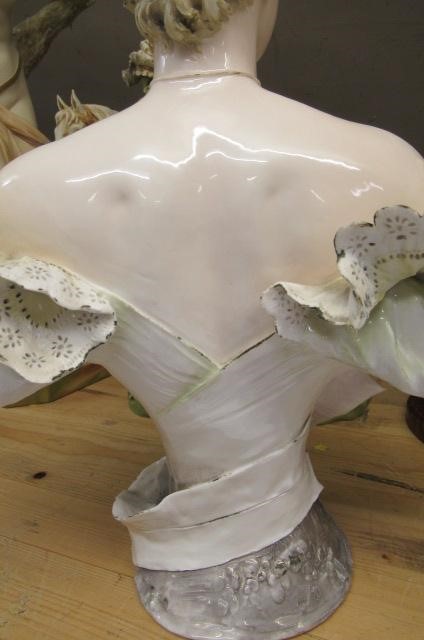 A LARGE CONTINENTAL GLAZED PORCELAIN BUST Image