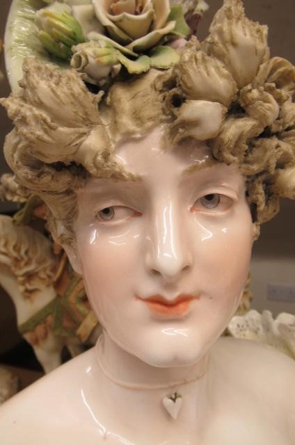 A LARGE CONTINENTAL GLAZED PORCELAIN BUST Image