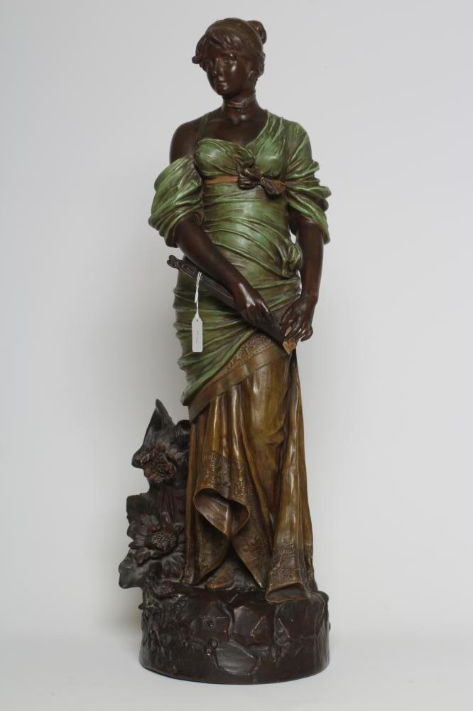 A LARGE ERNST WAHLISS ART NOUVEAU COLD PAINTED BRONZED EARTHENWARE FIGURE Image