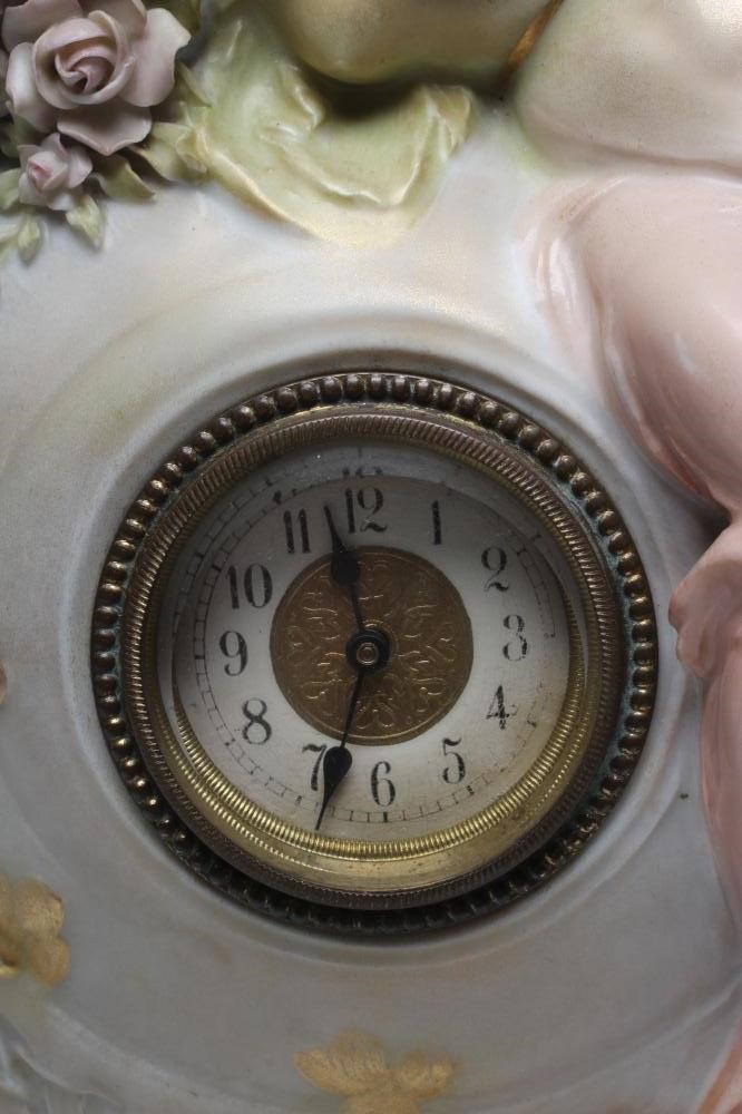 AN AUSTRIAN  PORCELAIN ART NOUVEAU FIGURAL MANTEL TIMEPIECE Image