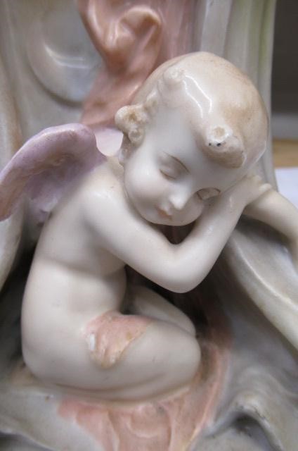 AN AUSTRIAN  PORCELAIN ART NOUVEAU FIGURAL MANTEL TIMEPIECE Image