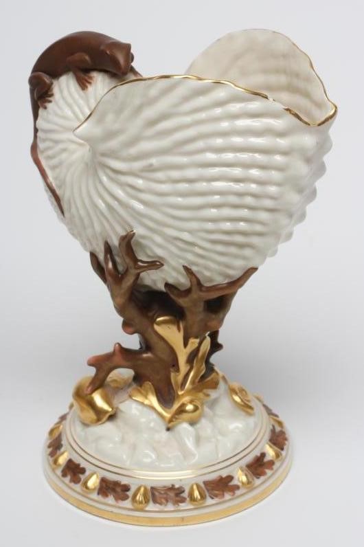 A PAIR OF ROYAL WORCESTER NAUTILUS SHELL VASES Image