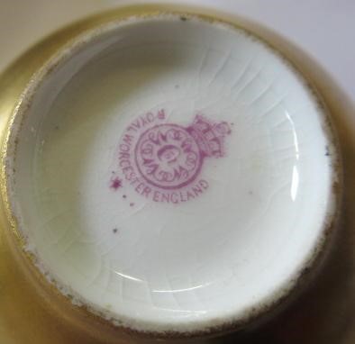 TWO ROYAL WORCESTER MINIATURE STILL LIFE PAINTED CABINET CUPS AND SAUCERS Image