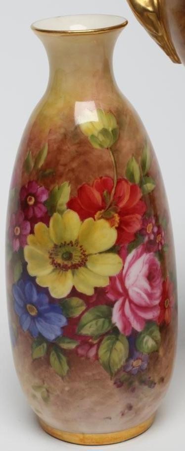 A ROYAL WORCESTER HIGH PEDESTAL BOWL AND COVER Image