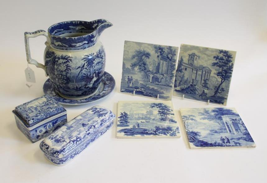 A "GAME KEEPER" BLUE AND WHITE PRINTED EARTHENWARE PLATE Image