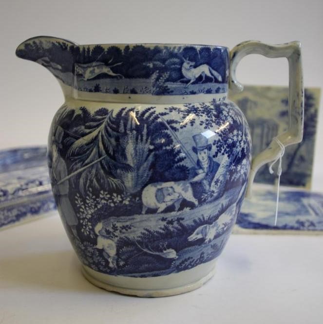 A "GAME KEEPER" BLUE AND WHITE PRINTED EARTHENWARE PLATE Image