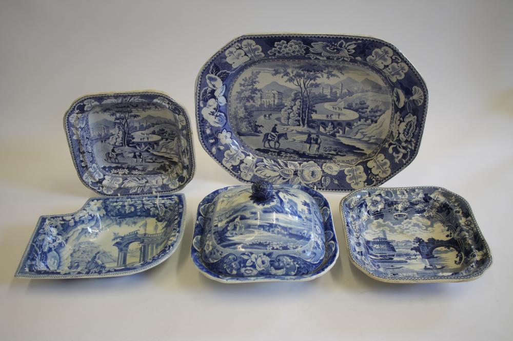 ITALIAN INTEREST BLUE AND WHITE PRINTED EARTHENWARE- A "Ponte del Palazzo Image