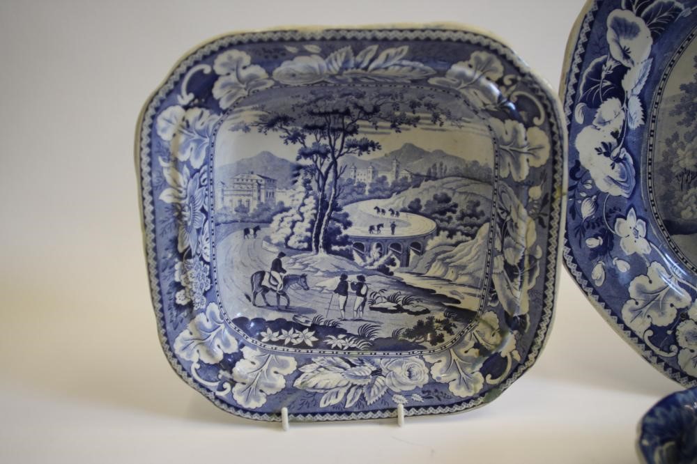 ITALIAN INTEREST BLUE AND WHITE PRINTED EARTHENWARE- A "Ponte del Palazzo Image