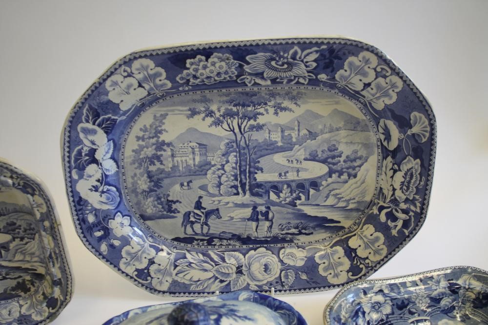 ITALIAN INTEREST BLUE AND WHITE PRINTED EARTHENWARE- A "Ponte del Palazzo Image