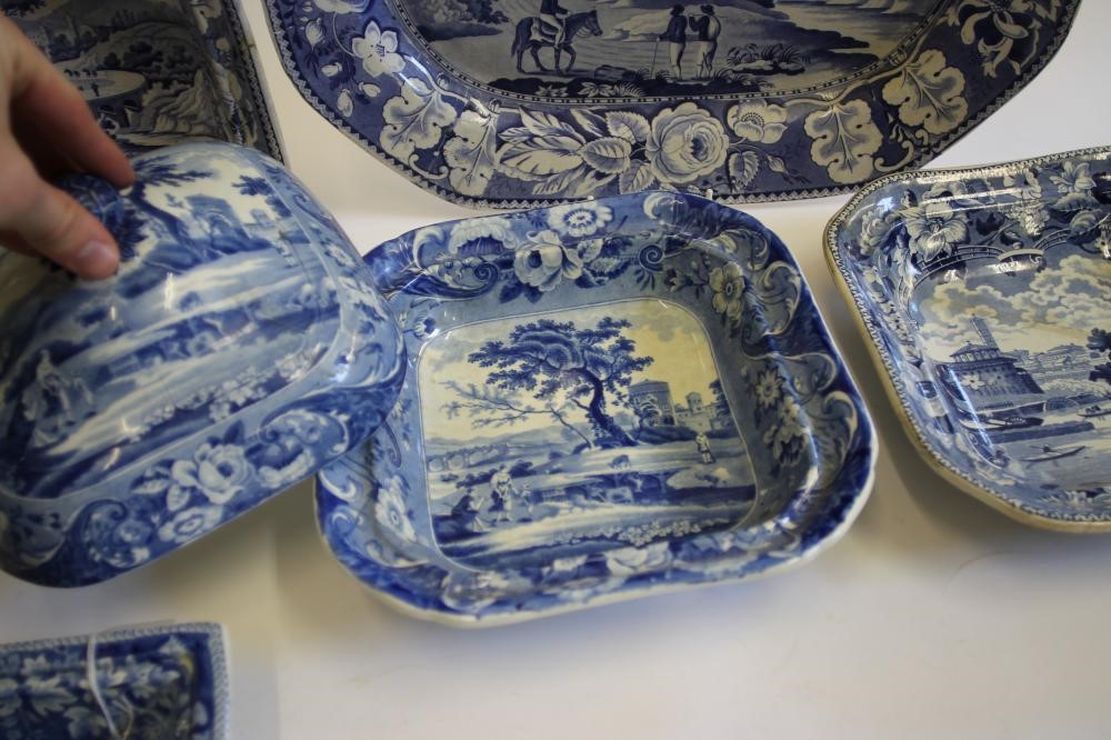 ITALIAN INTEREST BLUE AND WHITE PRINTED EARTHENWARE- A "Ponte del Palazzo Image