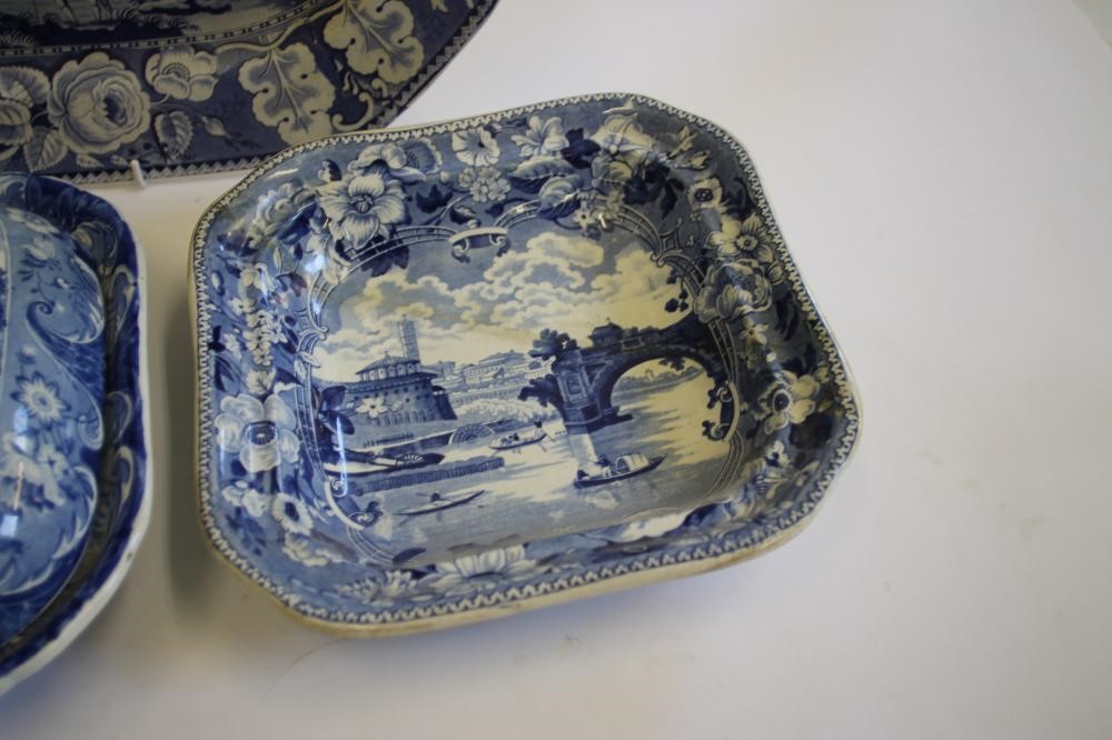 ITALIAN INTEREST BLUE AND WHITE PRINTED EARTHENWARE- A "Ponte del Palazzo Image