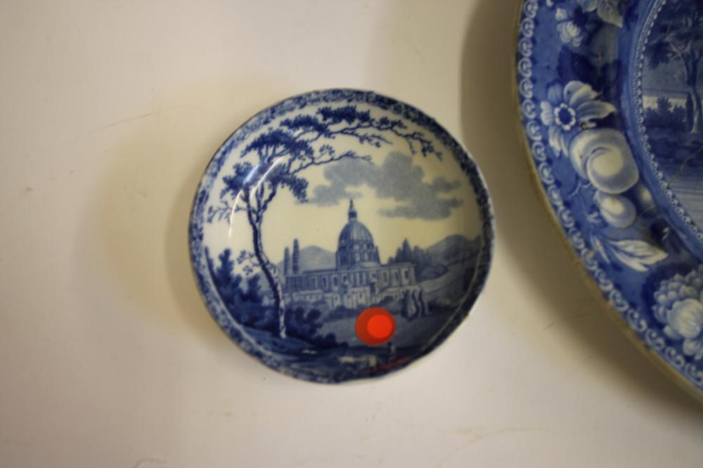 AMERICAN INTEREST BLUE AND WHITE PRINTED EARTHENWARE- An "Upper Ferry Bridge Over the River Image