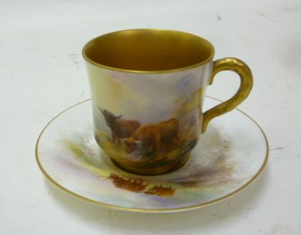 A ROYAL WORCESTER PORCELAIN CABINET CUP AND SAUCER Image