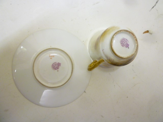 A ROYAL WORCESTER PORCELAIN CABINET CUP AND SAUCER Image