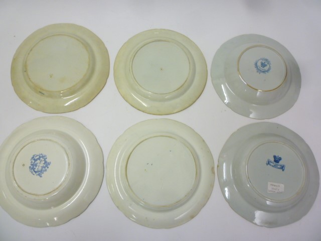 A COLLECTION OF BLUE AND WHITE PRINTED EARTHENWARE PLATES AND SOUP PLATES comprising three Rogers Image