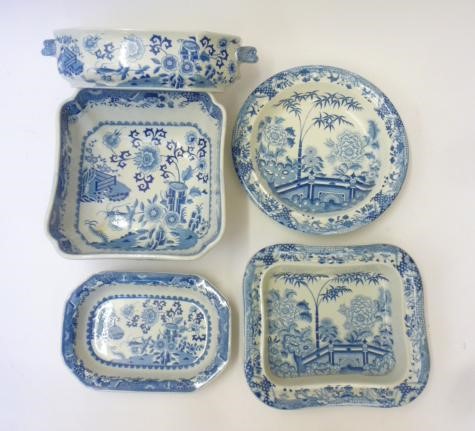 "BAMBOO AND PEONY" BLUE AND WHITE PRINTED EARTHENWARE Image