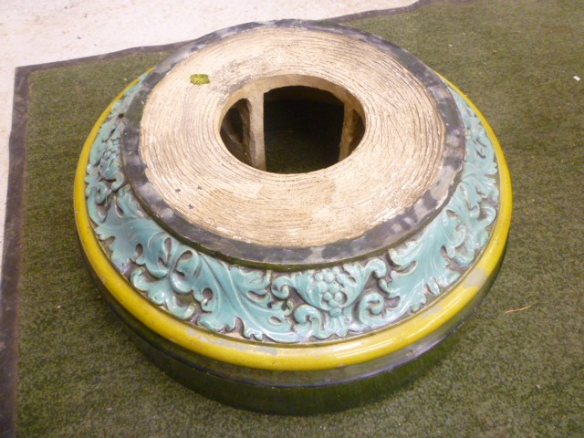 A MASSIVE ENGLISH MAJOLICA JARDINIERE ON STAND Image