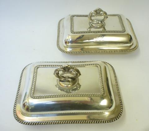 A PAIR OF LATE VICTORIAN PLATED ON COPPER ENTREE DISHES AND COVERS Image