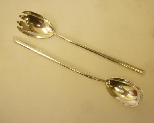 A PAIR OF SILVER SALAD SERVERS Image